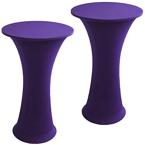 Image of Cocktail Table Covers - 2 Pack 24 inchx43 inch Fitted Highboy Table Cloth - Purple