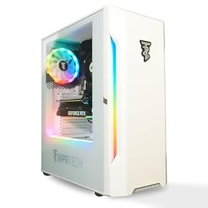 ViprTech Rebel 4.0 Gaming PC – AMD Ryzen 7 (4.1Ghz Turbo), RTX 4060 8GB, 32GB DDR4 3200, 1TB NVMe SSD, VR-Ready, Streaming, WiFi BT, RGB, Win 11 Pro, Prebuilt Desktop Computer White