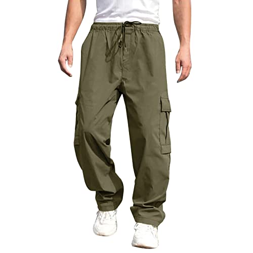 Mens Cargo Pants,Elastic Waist Sweatpants for Men Casual Long Trousers Light Jogger Pants