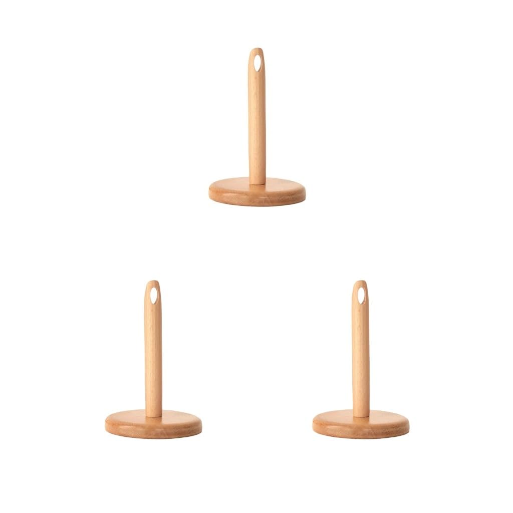 Juego de 3 soportes giratorios de lana de madera para el hogar, ganchillo y manualidades