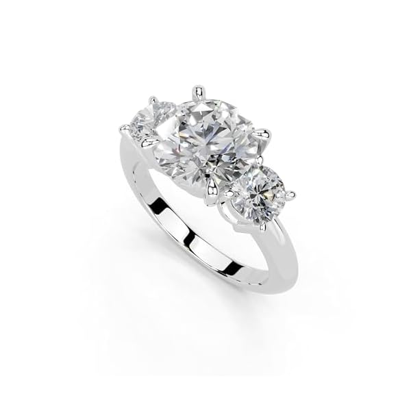 1-5 Carat 14K 18K Gold Platinum Round Cut 4 Prong Three Stone Lab Grown Diamond Ring, Engagement, Anniversary, Wedding, IGI Certified, Promise Rings for Women (1-5 Ct, F-G Color, VS1-VS2 Clarity)