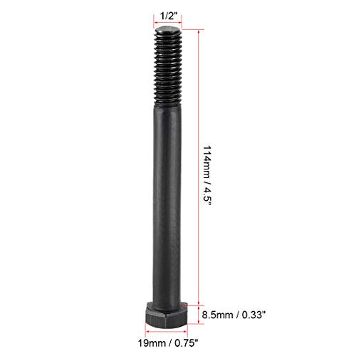 Image of uxcell 1 /2-13 * 4-1 /2'' Hex Head Screw Bolts Fastener Grade 5 UNC Carbon Steel Black 2pcs