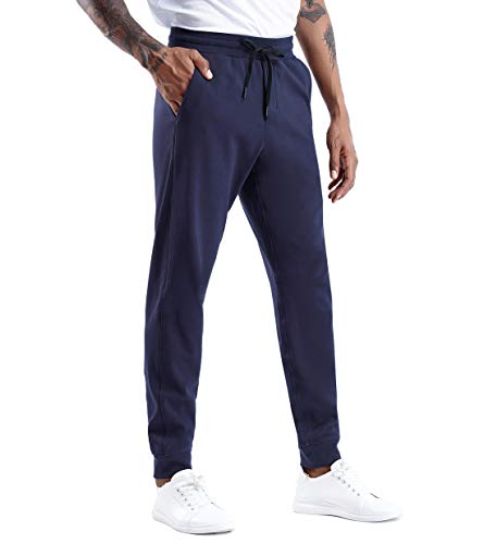 The Gym People Men's Fleece Joggers Pants With Deep Pockets Athletic Loose-Fit Sweatpants For Workout, Running, Training (Small, Blue) #TOP2