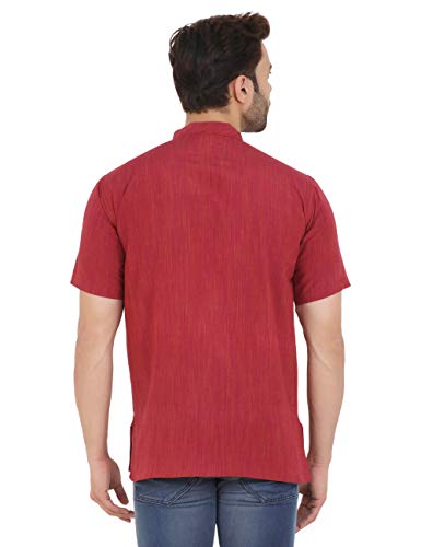 Image of LATEST CHIKAN Men's Cotton Regular Textured Short Kurta Half Sleeves - (SK-DJ)