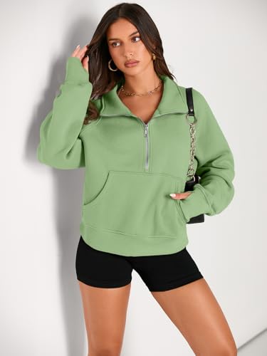 Image of AUTOMET Womens Sweatshirts Half Zip Cropped Pullover Fleece Quarter Zipper Hoodies 2026 Fall Fashion Outfits Clothes