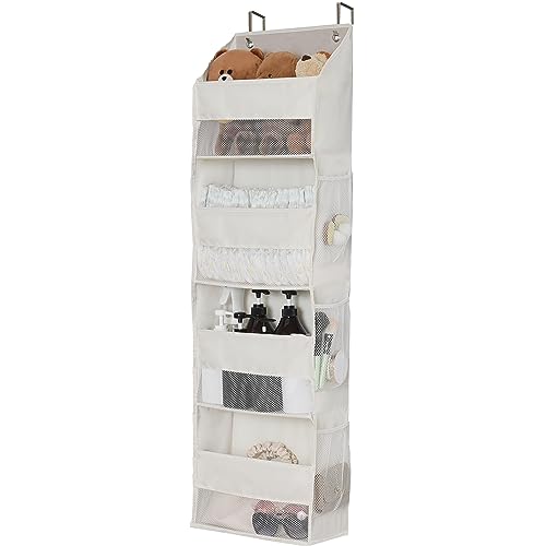 Image of GRANNY SAYS 4-Shelf Over Door Hanging Organizer, Wall Mount Back of Door Hanging Organizers, Large Capacity Storage with Clear Window for Kids Toys, Diapers, Cosmetics, Beige