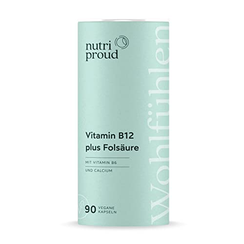 Get Vitamin B12 (Methylcobalamin) hochdosiert + Folsäure + B6, bioaktive Form für neue Energie