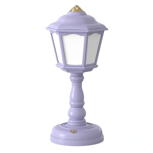 anso Lampe de bureau LED rétro avec chargement USB, lampe de chevet mini lumière 3 couleurs à intensité variable (violet)