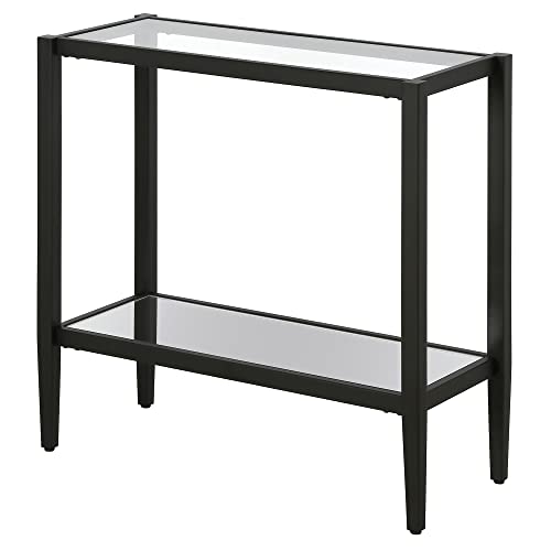 Henn&Hart ST1312 24 Inch Wide Rectangular Side Table With Glass Shelf In Blackened Bronze, Table For Living Room thumb #4