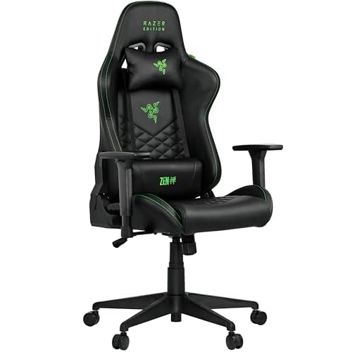 Razer Edition TAROK Natrix Chaise de Jeu pour PC, en Cuir synthétique matelassé, revêtement softcoat 3D, Fonction Bascule, Coussin Lombaire et Oreiller, jusqu&rsquo;à 130 kg, Noir