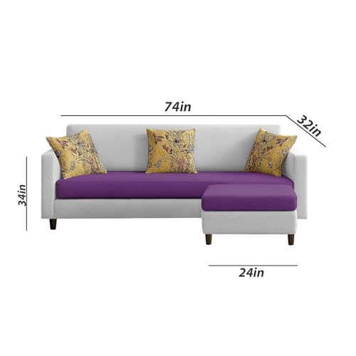 Image of Casaliving Premium Lifestyle Fabric 5 Seater L Shape Sofa Set 4 Seater Modern Sofa Set & Ottoman for Living Room (Purple Grey Colour)
