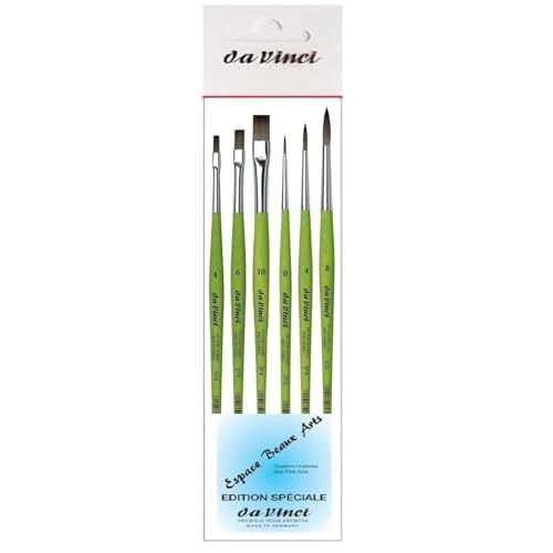 DaVinci ESPACE BEAUX ARTS da Vinci 6 Synthetik Pinsel,3 pcs Série 373 rund,0,4,8 und Serie 374 Synthetikhaar-Flachpinsel,4, 6,10.