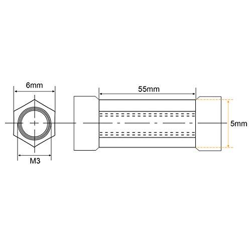 Entretoise alu hexagonale M3 L55 de haute précision pour modélisme uxcell