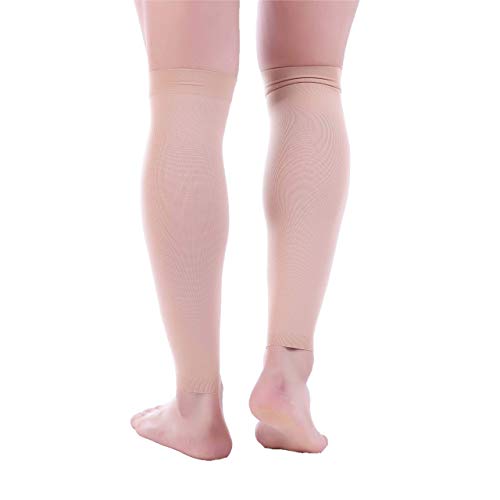 Image of Premium Calf Compression Sleeve 1 Pair 20-30mmHg Strong Calf Support Graduated Pressure for Sports Running Muscle Recovery Shin Splints Varicose Veins Plus Size Doc Miller (Skin /Nude, 3X-Large) | Graduated Support for Running, Shin Splints, Calf Strain, Knee High, Small to 6XL Plus Size