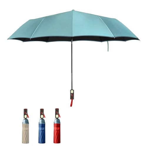 PRIME PICK Natural Light Umbrella Stylish Compact Travel Umbrella for Sun & Rain Lightweight Windproof & Durable Automatic Open & Close Portable Folding Design for Men & Women Lightgreen Color