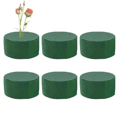 AIYING 6 esponjas para flores, ladrillos de espuma para arreglos florales, 8 x 4 cm, bloque de espuma floral redondo, esponja para flores artificiales redondas húmedas y secas para boda, cumpleaños