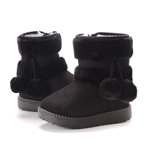 Generisch 2026 Botas de invierno para niña, forro polar, cálidas, cómodas, con cremallera, suela suave antideslizante, calzado casual para exteriores, Negro , 23 EU