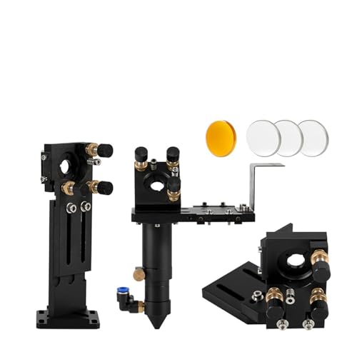 CO2 Laser Head Set + 1 Pcs Focusing Lens + 3 Pcs Si/Mo Mirrors for Engraver Cutting Machine Parts(SetB China with Mo,FL63.5mm)