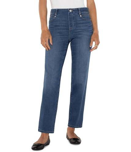 Liverpool Women's Gia Glider Pull-on Mid-Rise Slim Dual Fx Denim