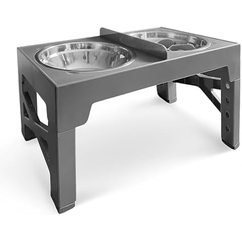 Adjustable Elevated Dog Bowl with Slow Feeder Cover