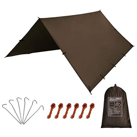 KALINCO Hammock Rain Fly Tent Tarp, 3mx3m Portable Waterproof Camping Tarp Sun/Snow Shelter for Outdoor Backpacking Hiking,Travel(Brown) Cover