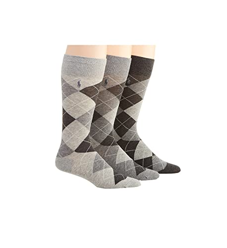 POLO RALPH LAUREN Men's Classic Argyle Cotton Socks - 3 Pack, 8091PK, Grey, O/S