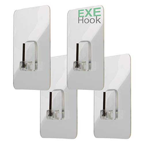 Preisvergleich Produktbild EXEHook 4X Wandhaken Saugnapf / Selbstklebend für Küche, Bad, Caravan transparent (4Kg-Gardinenstangen)
