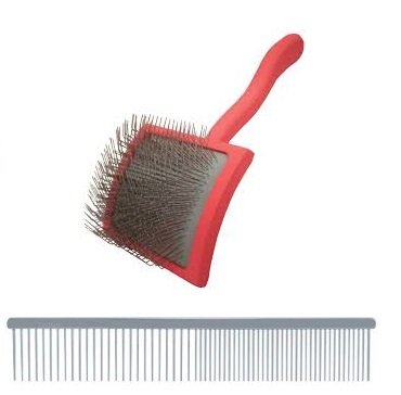 Chris Christensen Groomers Bundle - Big G Slicker Dog Brush Large, Fluff Detangle Style, Saves Time Energy - 000 7.5 in. Greyhound Style Fine/Coarse Buttercomb, Stainless Steel Pins