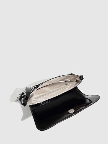 QWINEE Women's Metal Studded Shoulder Handbag Flap Magnet Faux Leather Underarm Purse4