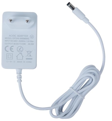 Fuente de alimentación para Echo Show 10 (3ª generación), Echo Show 8, Echo Plus (2ª generación) y Echo (3ª/4ª generación) | Cargador de 30 W – 30 V 0,8 A DC 5,5 × 2,5 mm Fuente de alimentación