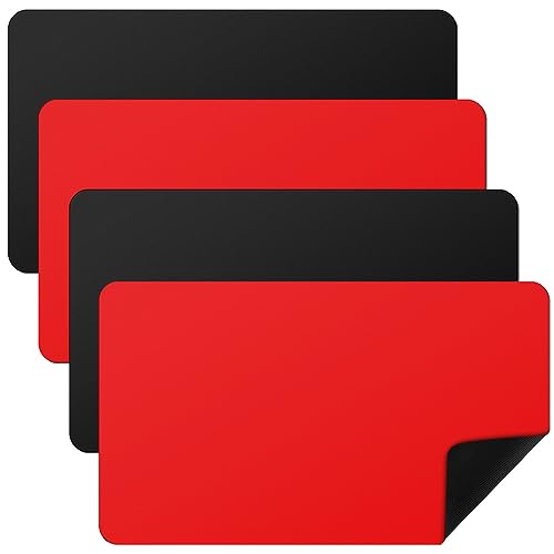 Image of Ecally 4 Pcs Card Game Mats 24 x 14 Inch Playmat Table Smooth Playing Card Mat for TCG, Gameplay (Red,Black)