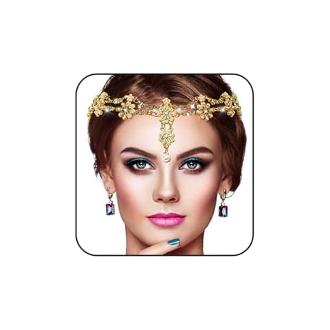 Blindery Gold Head Chain Jewerly Rhinestone Hair Headpiece Wedding Headband Chain Crystal Hair Accessories for Women Cover