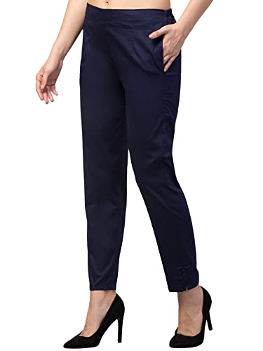 Image of Qute Women's Regular Fit Cotton Blend Casual Trousers (Pack of 1)