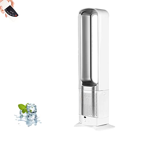 32-Inch Portable Oscillating Tower Fan, Bladeless Cooling Fan with Remote Control &amp; Timer, Super Quiet Pedestal Fan for Home &amp; Office, Stylish Gold Design
