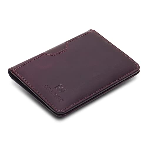RFID Blocking Leather Card Holder for Men | Business Card Holder for Men | Minimalist Wallet for Men | Front Pocket Wallet for Men Slim Minimalist (Cherry)