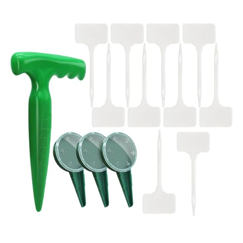 NUOBESTY Herramientas Jardinería Esparcidor de Siembra Manual 14 Piezas Juego Kit Jardín Etiquetas Plástico PP Ajustable para Plantación y Marcado de Plantas