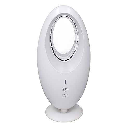 RiToEasysports Ventilador de Oficina sin Cuchilla Tranquila con Luz LED, 3 Pequeñas Velocidades de Economía de Mesa para Actividades Nocturnas, Larga Resistencia 4000 MAh