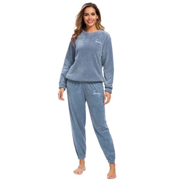 donson Women Pajama Set Long Sleeve Sleepwear Fleece Loungewear Lounge Sets Soft Nightwear Free Size (28 Till 34)-picture-55