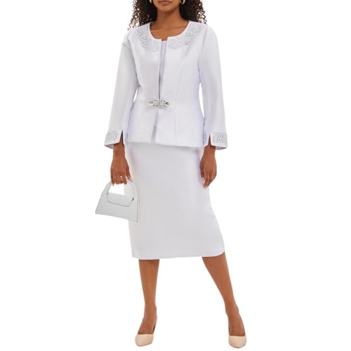 Women's 3 Piece Church Suits for Formal Occasions with Handmade Diamond Hot Stamping Dress Church Set