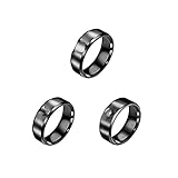3Pcs Anime Rings for Men,Black Stainless Steel Rings Set Anime Cosplay Jewelry Accessory 11