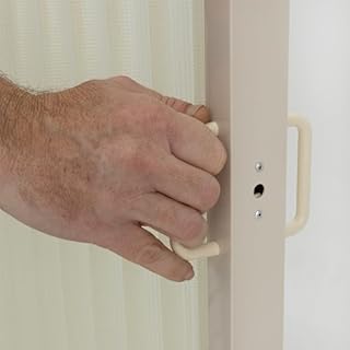 RecPro RV Pleated Folding Shower Door and Frame | Sliding, Retractable, Wrinkle Free (Ivory, 36" x 57")