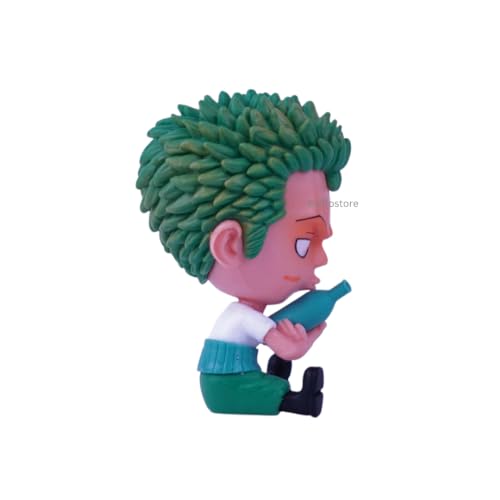 Image of Offo Zoro Sitting Miniature Action Figure - One Piece Anime PVC Collectible Statue for Home Decor, Office Desk & Study Table | Lightweight Durable Gift for Fans