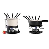 Artestia Cast Iron Fondue Pot Set of 2, Swiss Cheese Chocolate Fondue for Camping Party