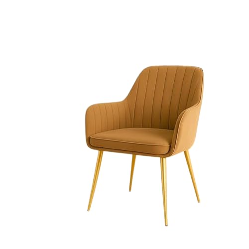 Image of Toxigo Velvet Office and Garden Area Outdoor Chairs | Cushion Seat Chair with Pillows for Modern Contemporary Upholstered with Polished Rosegold Metal Designer Piece | Set of 2 (Light Brown)