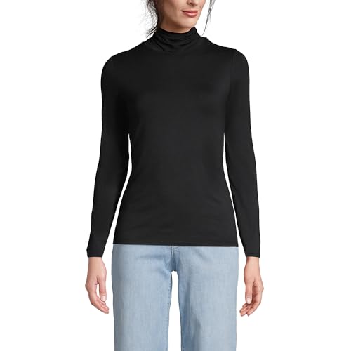 Image of Lands' End Women LWCM Shaped Turtleneck Black Petite Medium