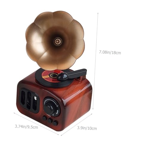 Gramófono miniatura PRETYZOOM adorno musical retro para mesa escritorio 3