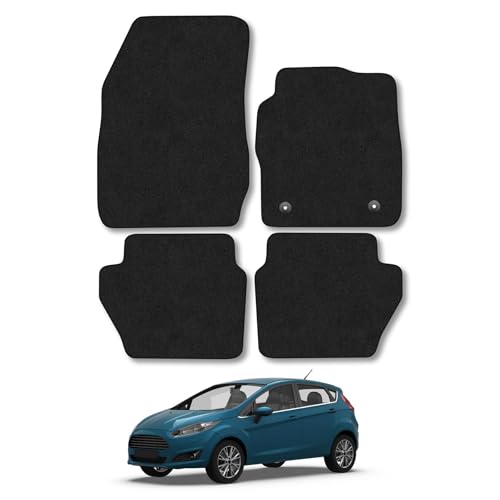 Ford Fiesta (2011-2017) Car Mats Accessories Tailored Fit Carpet Floor Mats Non Slip Black Trim Full Coverage Compatible Accessory Front Rear Set Anti Slip Granulated Backing Hand-Finished Clips