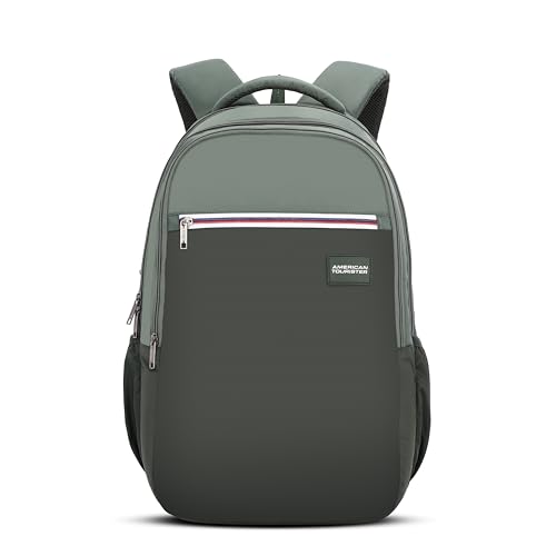 Image of American Tourister Nexa Style 01 | 36L Backpack | Casual Bag | 3 Compartments | School & College Backpack for Men and Women | Olive | 1 Yr Global Warranty
