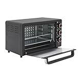 22L Elektrobackofen, Mini Backofen Pizzaofen mit Einstellbarer Temperatur und 60-Minuten-Timer, 2 Einschubebenen, Miniofen Kombigerät, für Grillen, Toasten, Schwarz