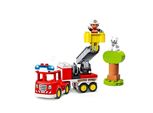 LEGO 10969 Duplo Town Fire Truck Construction Toy with Lights and Mermaid Cat Figure Rescue Center Educational Game 2 Years